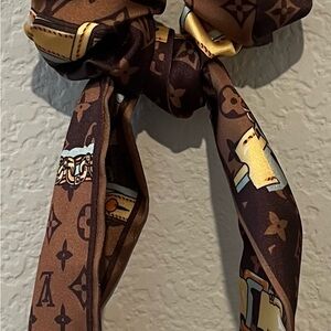 Brown Monogram Hair Tie